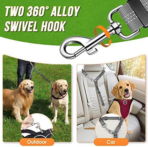 AUTOWT Double Dog Leash, No Tangle 360°Swivel Rotation Reflective Lead Attachment Adjustable Length Dual Two Dogs Lead Splitter, Comfortable Shock Absorbing Walking Training for 2 Dogs - Image 4