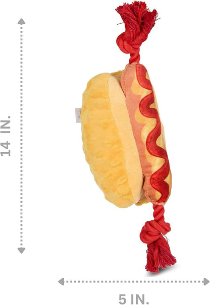 Bow Wow Squeaky Plush Dog Toys – Crinkle Sound – Fun Food & Novelty Shapes – Toss, Tug & Fetch – Canvas & Plush – for Small to Medium Dogs – Multiple Styles (1 Count)
