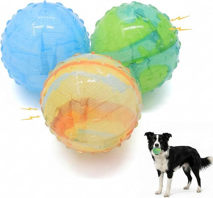 Colorful Squeaky Dog Toy Balls, Spiky Sensory 2.5" Balls for Dogs, Dog Chew Toys for Teething, Non-Toxic TPR, 3 Pack, 2.5",Painting