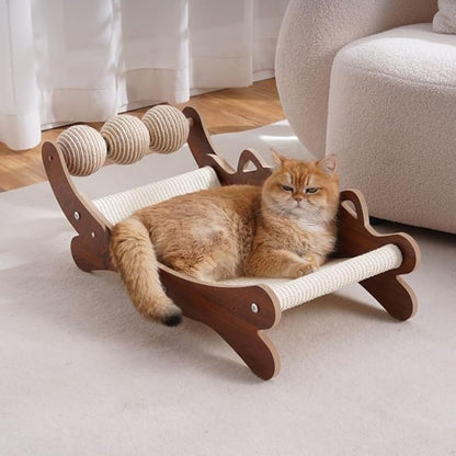 Natural Sisal Cat Scratch Pad with Sisal Cat Scratching Balls, Large Cat Scratcher Bed Hammock Lounge for Scratching Pad, Protects Furniture(Caramel)
