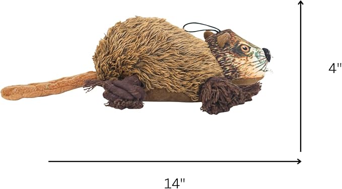 Ropers Beaver Plush Dog Rope Pull Chew Tug Toy