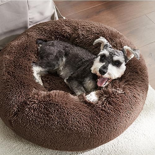 Bedsure Calming Small Dog Bed Donut Washable Cat＆Puppy Bed,23 inches Coffee - Image 4