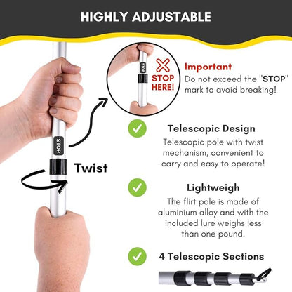 YES4QUALITY Flirt Pole for Dogs - Safe & Strong for Large Breeds with Non-Bungee Cord - Spring Pole for Tug of War, Interactive Play & Puppy Training - Heavy Duty Teaser Wand for Outdoor Exercise