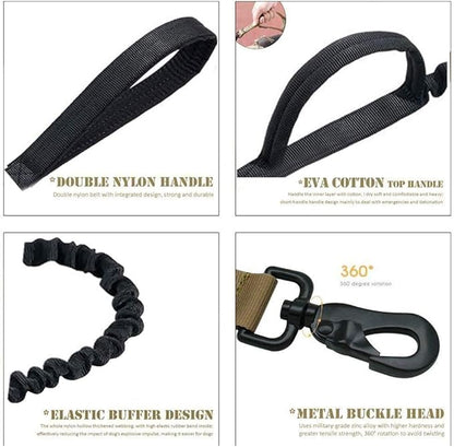 Xqpetlihai Tactical Dog Collar and Leash Set Adjustable Military Nylon Dog Collar with Control Handle and Heavy Duty Metal Buckle for Large Dogs（Black XL