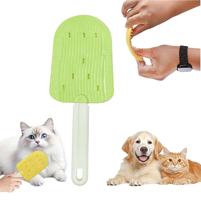 Pet Ice Cream Massage Comb, Cat Double-Sided Grooming Brush, Cat Tongue Brush for Cats Grooming Easily Removes Fur Reducing Hairballs (Green)