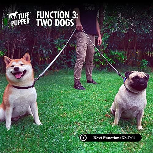 Tuff Pupper Heavy Duty Multi Function Crossbody Leash | 6 Uses in One Cross body Leash | 8 Feet Hands Free Leashes | Two Dog Leashes | Ballistic Nylon & Thick Neoprene Padding, Small Medium Large Dogs - Image 6
