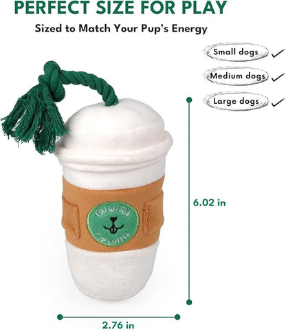 CHEWFFON Dog Puzzle Toy, Interactive Snuffle Puppy Toys, Squeaky & Crinkle Sounds for Boredom, Cute Puppy Enrichment Toy, Coffee Cup Plush Toys for All Dog Sizes