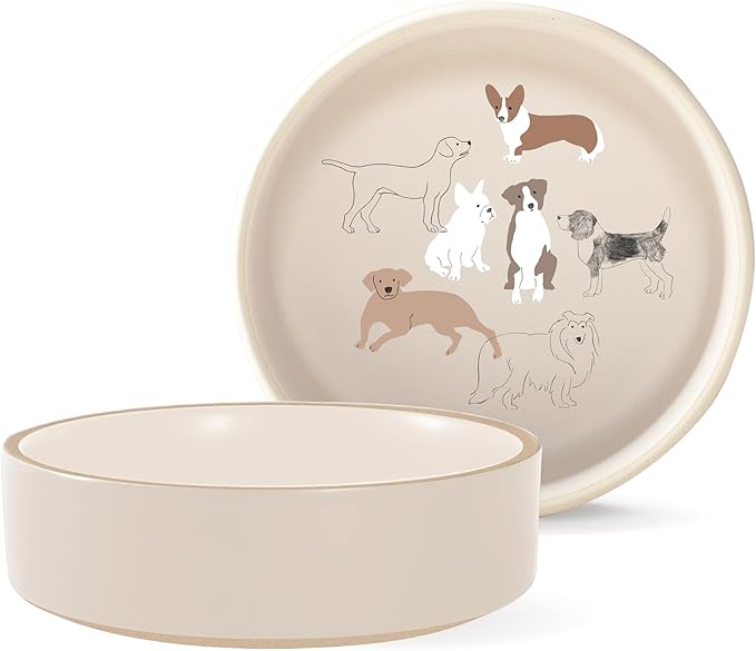 Fringe Studio Pencil Dogs Medium Stoneware Pet Bowl, PetShop Collection (479105)
