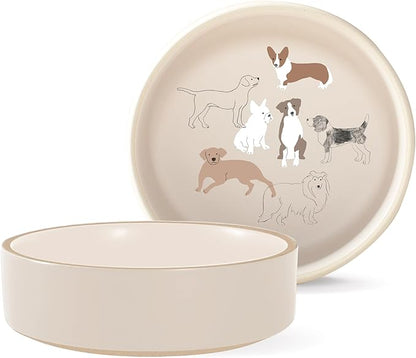 Fringe Studio Pencil Dogs Medium Stoneware Pet Bowl, PetShop Collection (479105)