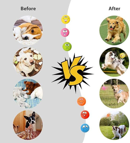Latex Dog Chewing Squeaky Ball Toys Face Fetch Play Toy for Puppy Small Medium Pets Dog cat 6PCS/Set