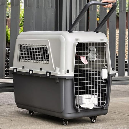 Generic Large Dog Crate Pet Box Length 33in/Width 21.6in/Height 25.2in Dogs Kennel with Handle & Metal Door Dog Carrier for Indoor Outdoor Puppies Kittens