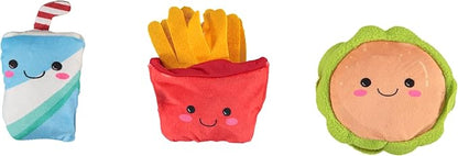 Cudlie 3 Pack Plush Dog Chew Toys – Soft Squeaky Puppy Toys for Small Dogs– 4" Durable, Cute & Safe Pet Toy Gift Set (Food, Fruit, Farm, Zoo & Safari Animal Themes)
