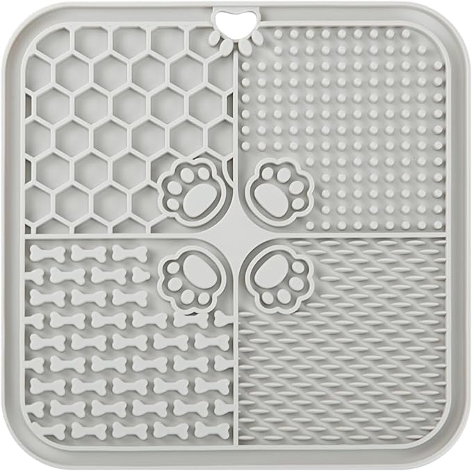 Dog Lick Mat, Dog Slow Feeder, Non-Slip Design Lick Mat for Dogs and Cats, Boredom and Anxiety Reducer,Suitable for Treats, Yogurt, Peanut Butter (1Pack Grey)