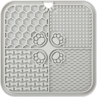 Dog Lick Mat, Dog Slow Feeder, Non-Slip Design Lick Mat for Dogs and Cats, Boredom and Anxiety Reducer,Suitable for Treats, Yogurt, Peanut Butter (1Pack Grey)