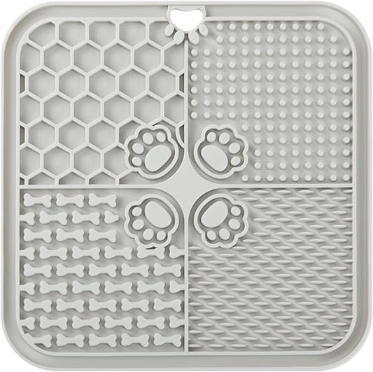 Dog Lick Mat, Dog Slow Feeder, Non-Slip Design Lick Mat for Dogs and Cats, Boredom and Anxiety Reducer,Suitable for Treats, Yogurt, Peanut Butter (1Pack Grey)