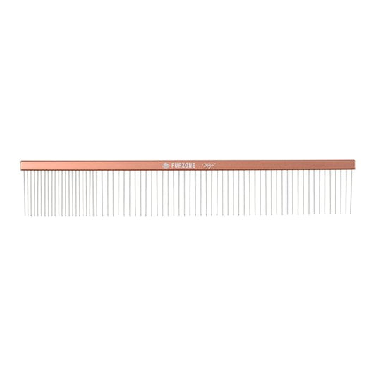Furzone 2-in-1 Megal Greyhound Comb for Dogs (Medium/Coarse), 69 Stainless Steel Pins Dog Comb, Aluminum 24.5cm Handle,Lightweight,Gently Remove Dogs’ Head/Body Fur, Professional Grooming Accessories