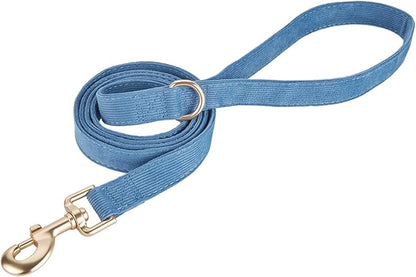 Soft Corduroy Fibric Dog Leash, 5 Feet Length Lead with Heavy Duty Rotating Hook, for Medium Large Dogs.(M,Blue)