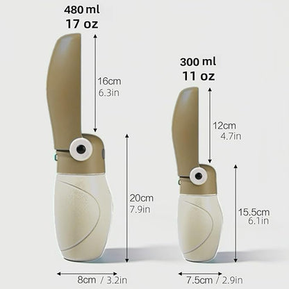Dog Water Bottle Portable Puppy Travel Foldable Water Bottle Leak Proof Water Dispenser for Pet Cats Walking Hiking Travel Food Grade Plastic-Khaki 9 oz