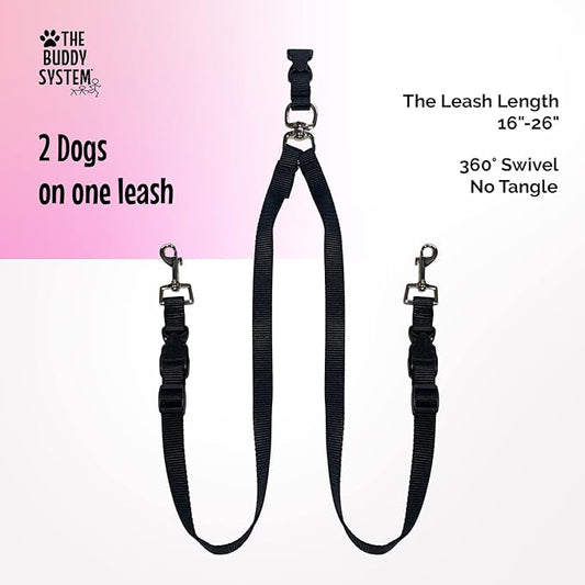 The Buddy System Hands Free Dog Leash Accessories, Fits All Our Dog Leashes, Versatile Leash System for Runners, Joggers and Owners, Made in USA (Double Buddy, Small Dog Black)