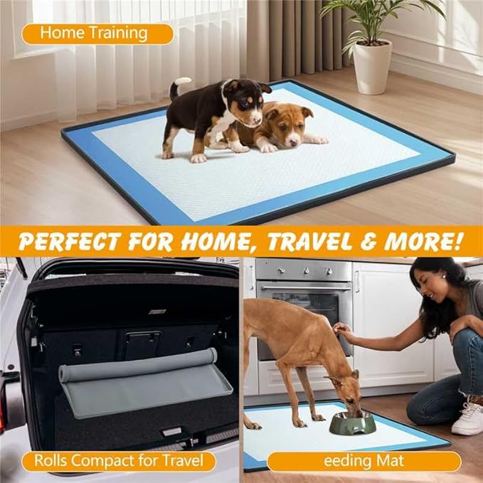 Silicone Dog Pee Pad Holder for Standard 24x24 in Pads, Non-Slip Leak-Proof Puppy Pad Tray, Portable Puppy Training Mat with Raised Edges for Floor Protection, Easy to Clean