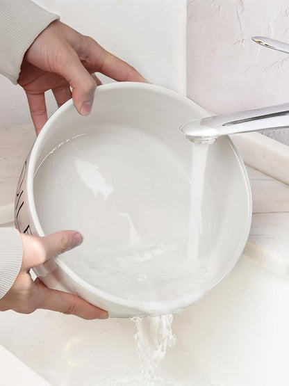 27OZ Ceramic Dog Bowl - 6 Inch Small Food Water Bowl, Heavy Duty Non-Slip Dog Dish for Medium Dogs, Food Grade Porcelain Pet Feeder Bowls, Microwave & Dishwasher Safe, White