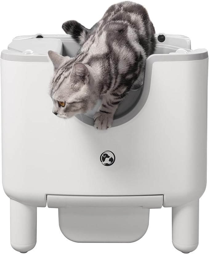 F6 Open-Top Automatic Cat Litter Box Self-Cleaning, Easy to Maintain, with Integrated Safety Protection and Odor Removal (Trash Bags Included)