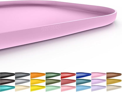 Silicone Pet Feeding Mat with Raised Edge for Food and Water, Dog Bowl Mats, Cat Bowls Placemat with High Lip for Floor Waterproof, Rubber Tray for Cats and Dogs 19 x 12 x0.7 Light Pink