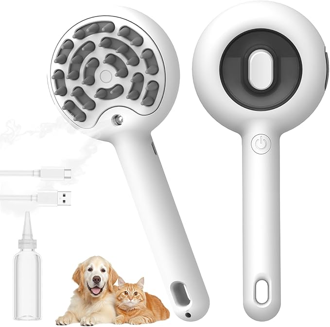 Cat Brushes for Indoor Cat, 6 in 1 Pet Steam Brush for Dog Cats Grooming Kit Supplies Hair Grooming for Long Short Hair Cats Dogs Massage & 2 Water Spray Modes Shedding Brush