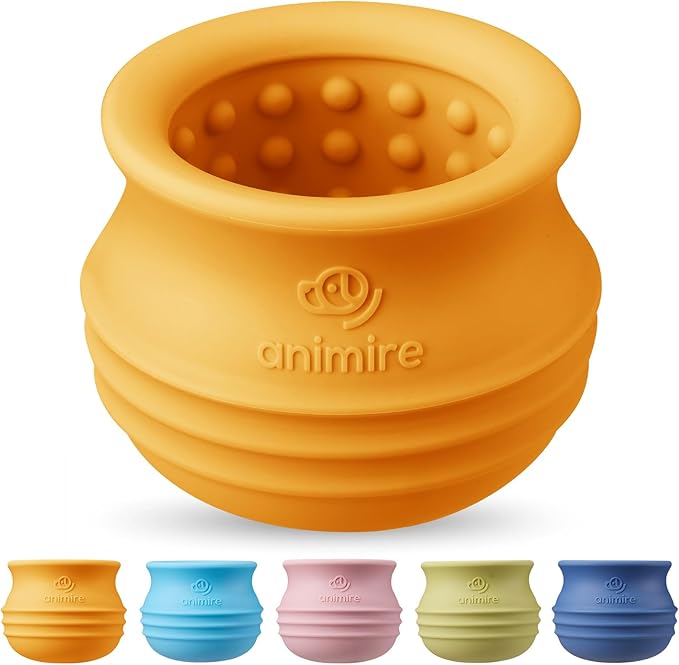 Treat Dispensing Dog Toy, Long-Lasting Interactive Puzzle Toys for Dogs, Stuffable Dog Enrichment Frozen Lick Treat Toy for Boredom, BPA Free Silicone Fetch Catch Chew Toy (Orange,L)