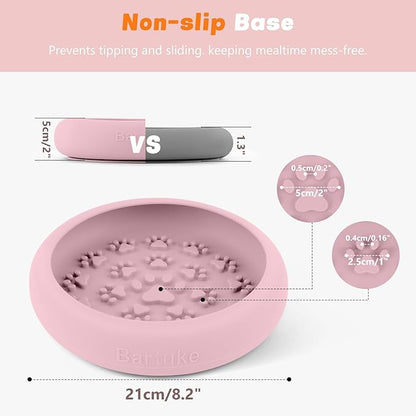 Dog Lick Bowl, Slow Feeder Dog Bowl Licking Mat for Small to Large Dogs, BPA-Free Non-Slip Silicone Slow Feeder Treat Dispenser for Anxiety Relief, Freezer & Dishwasher Safe (Pink, 8.2"×2")