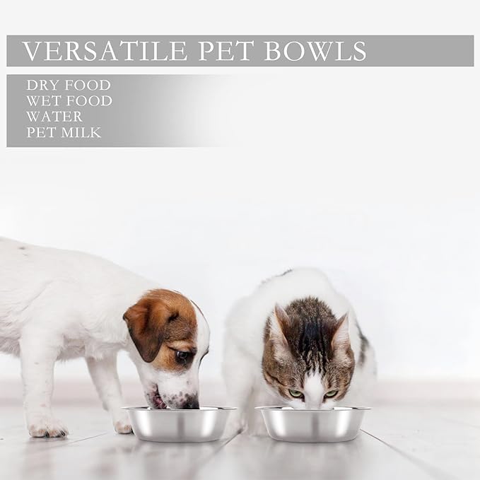 8 Pack Small Dog Bowl Cat Bowl,3 Cup 24 OZ Stainless Steel Dog and Cat Bowls Pet Metal Food and Water Dish,Basic Pet Feed Bowls for Small Dog Puppies Kitten
