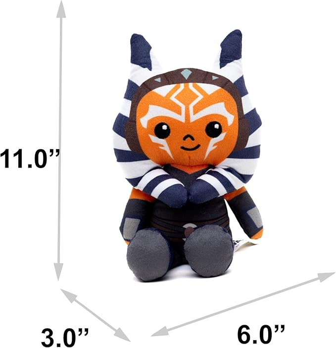 Star Wars Squeaky Plush Dog Toy for Large, Medium & Small Dogs, Ahsoka Tano, 3" x 6"