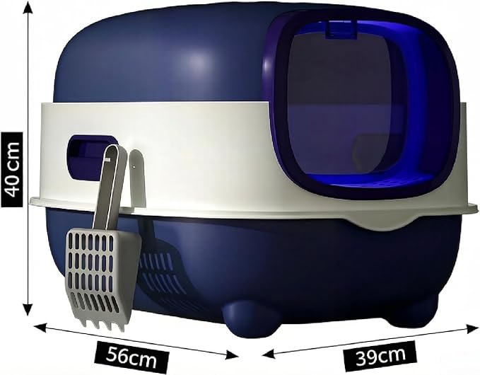 Cat Litter Box – Enclosed Hooded Design, Odor Control & Splash-Resistant, Ultra-Quiet for Kittens & Cats, Easy-Clean, Space-Saving
