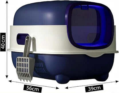 Cat Litter Box – Enclosed Hooded Design, Odor Control & Splash-Resistant, Ultra-Quiet for Kittens & Cats, Easy-Clean, Space-Saving