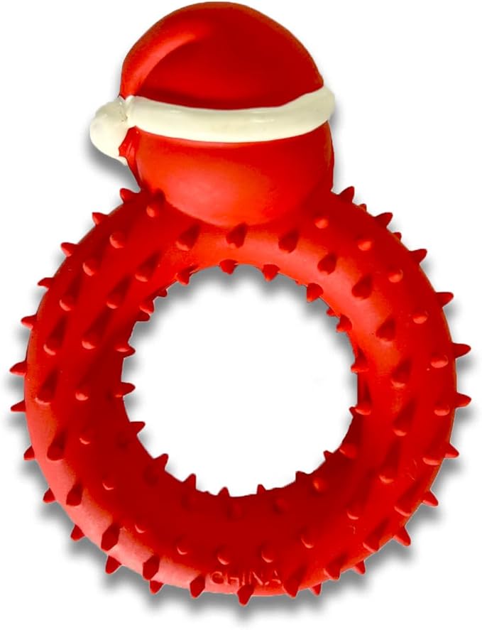 WantChew Latex Dog Squeaky Chew Toy Chrismas Series (Santa Circle)