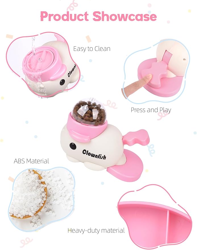 Dog Treat Dispenser Puzzle Toy, Intercative Slow Feeder Bowl for Cats and Dogs, Mental Stimulation Enrichment Toy, Indoor Pet Feeder with Silicone Mat to Keep Pets Busy, Multiple Colors (Pink)