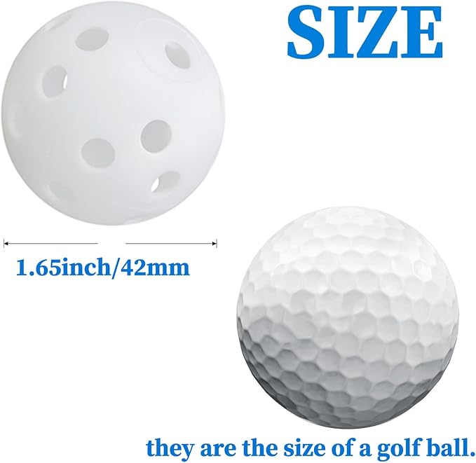 Low Noise No Bells Cat Ball Toy, 12Pcs White Plastic Golf Balls with Holes, Funny Interactive Cat Toys for Bored Indoor Cats,Cute Kitten Kitty Toys(1.65")