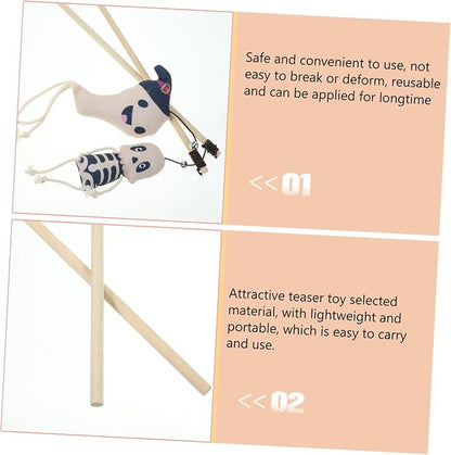 POPETPOP 2pcs Halloween Cat Teaser Toys Interactive Plush Kitten Stick Cute Ghost Skull Design for Engaging Playtime for Indoor Cats and Kittens