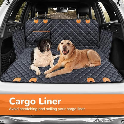 Dog Car Seat Cover for Back Seat, 100% Waterproof Pet Seat Cover with Mesh Visual Window, Scratchproof Nonslip Dog Hammock for Car, Bench & Cargo Liner Style, Universal Size Fits Cars, SUVs, Trucks