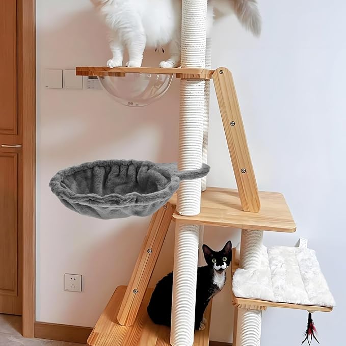 Happyyami Cat Tree Hammock Replacement Soft Deep Basket Hanging Accessory 16.9In Large Cozy Cat Bed for Indoor Tree Tower Comfort and Play