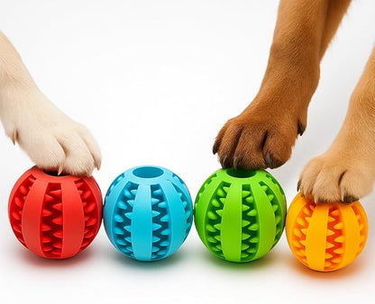 5 Pack Rubber Dog Chew Balls 6 cm – Durable Dental Chew Toys for Teeth Cleaning, Interactive Chewing Toy for Small, Medium and Large Dogs