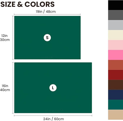 VIVAGLORY Dog Bowl Mat Grippymat Pet Food Mat, Waterproof Washable Nonslip Silicone for Pet & Cat, Food and Water Placemat with Lip & Raised Edges for Indoor Floor, S, Deep Green