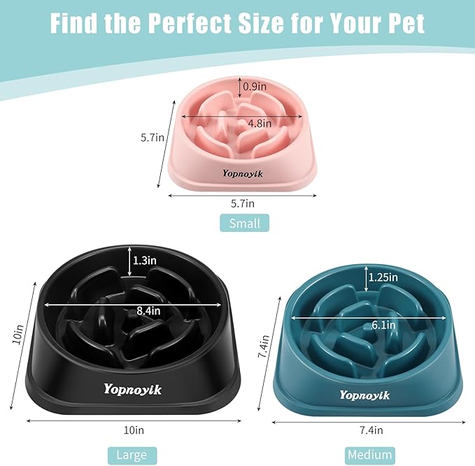 Slow Feeder Dog Bowls for Healthy Eating, Non-Slip and Anti-Choking Design, Reduces Bloating & Overeating for Medium Dogs and Cats, Easy to Clean