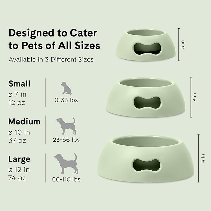 United Pets Pappy Dog Bowl for Dogs and Cats | BPA Free Premium Water and Food Pet Bowls Feeder for Small to Medium Pets | Eco Friendly & Pet Safe Food Grade Materials | Made in Italy | Green -12 Oz