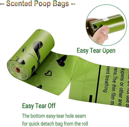Dog Poop Bags Rolls: Leak-Proof Poo Bag with Dispenser – Large Unscented Poop Bags for Doggy Dogs (450 Count)- Green