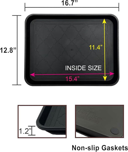 PetLike Boot Tray for Entryway Indoor, Pet Food Mat, 16.7 x 12.8 inch 2 Packs, Waterproof Shoe Tray for Indoor and Outdoor, Multi-Purpose Traysfor Boots, Shoes, Pets, Garden