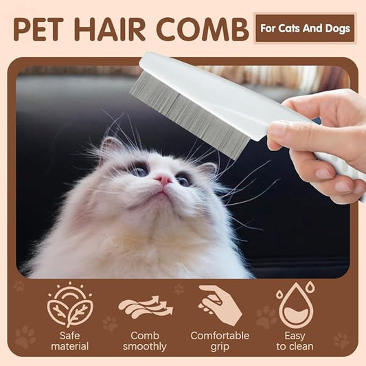 Pet Hair Comb, 2026 New Multifunctional Pets Grooming Comb for Knots Crust Floating, Stainless Grooming Massage Dual-Sided Comb for Small Dogs Puppies (Pink)