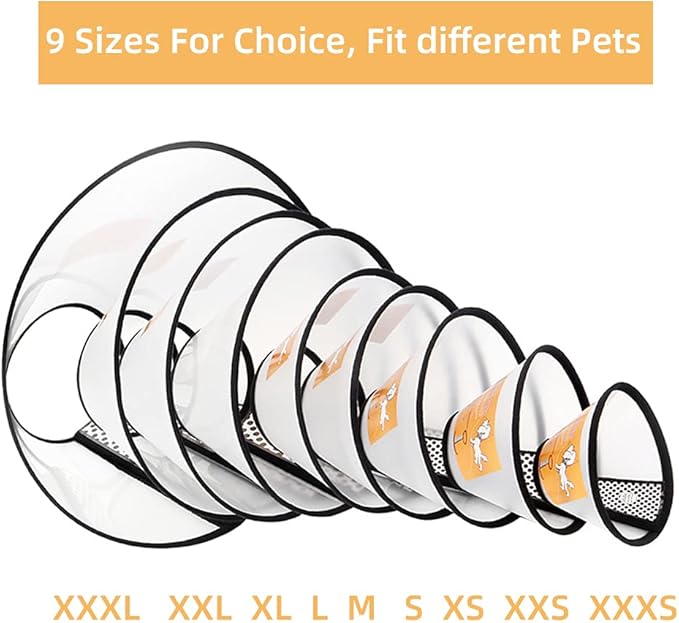 Plastic Pet Recovery Collars & Cones for Dogs and Cats After Surgery Adjustable Dog Neck Cone Surgical Elizabeth E-Collar Prevent Biting and Stop Licking Wound (XXL)