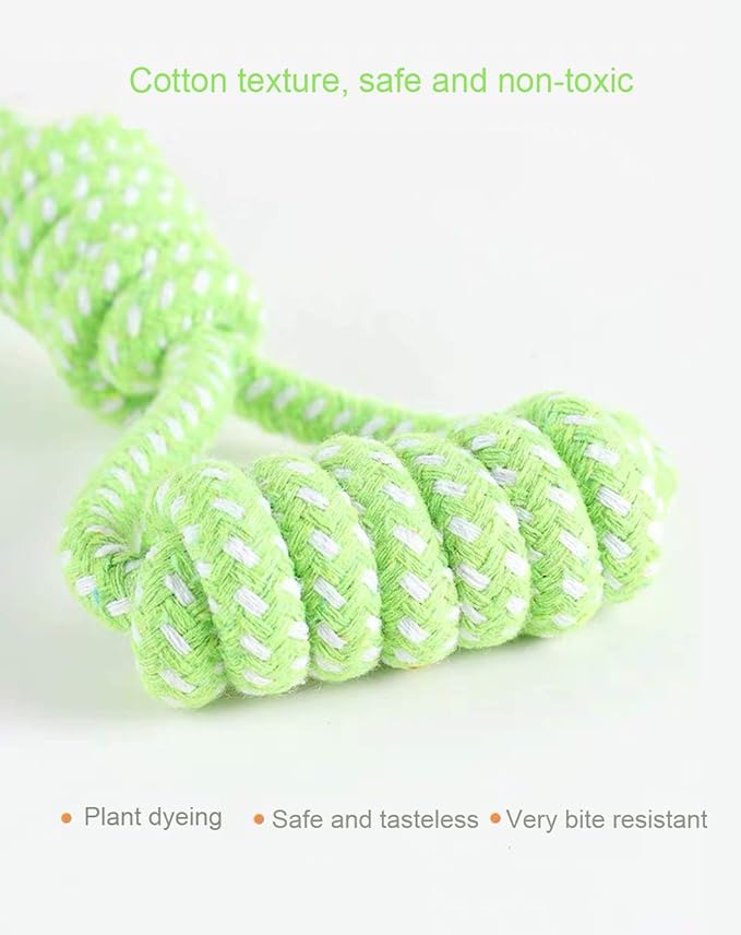 Sunglow Dog Toy Interactive Chewing Rope Ball Toys Natural Cotton Washable Durable Tug of War for Small Medium Dogs Puppies Training Playing Teeth Cleaning (Drop Ball)