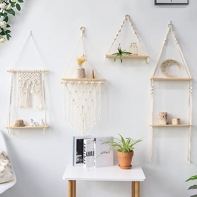 Hanging Macrame Cat Hammock Bed, Hanging Cat Bed, Boho Wall Hanging Cat Hammock for Indoor Outdoor Home Decor, Swing Bed for Cat Small Dog Sleeping Playing Climbing